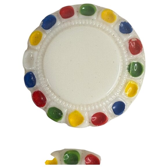 VTG 24 German Shank Buttons Hand Painted Dots White Original Card Sewing Germany - Picture 4 of 7